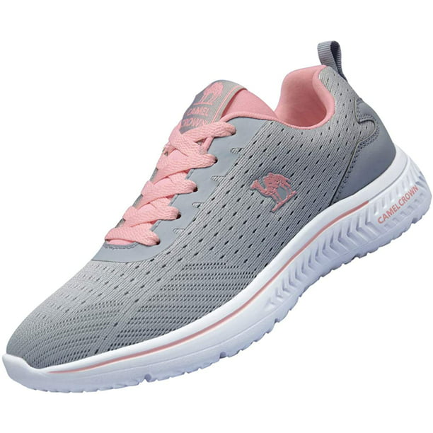 Allcute Womens Tennis Shoes Casual Slip On Breathable Pink Polka Dot Running Walking Sneakers 